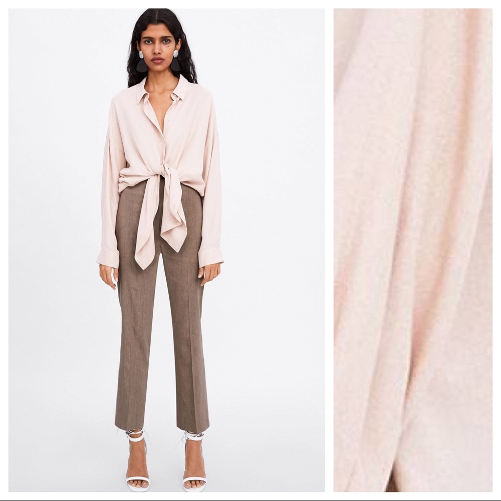 Zara Cream Viscose Flowy Shirt. Size L. - Picture 3 of 8